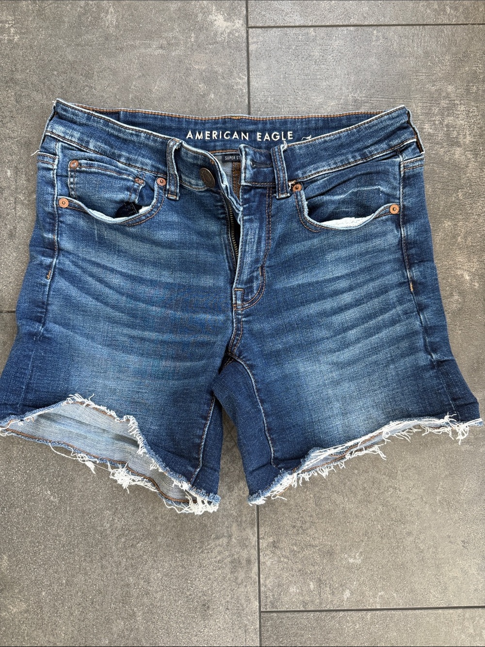 American Eagle Outfitters Blue Frayed Hem Denim Cutoff Shorts